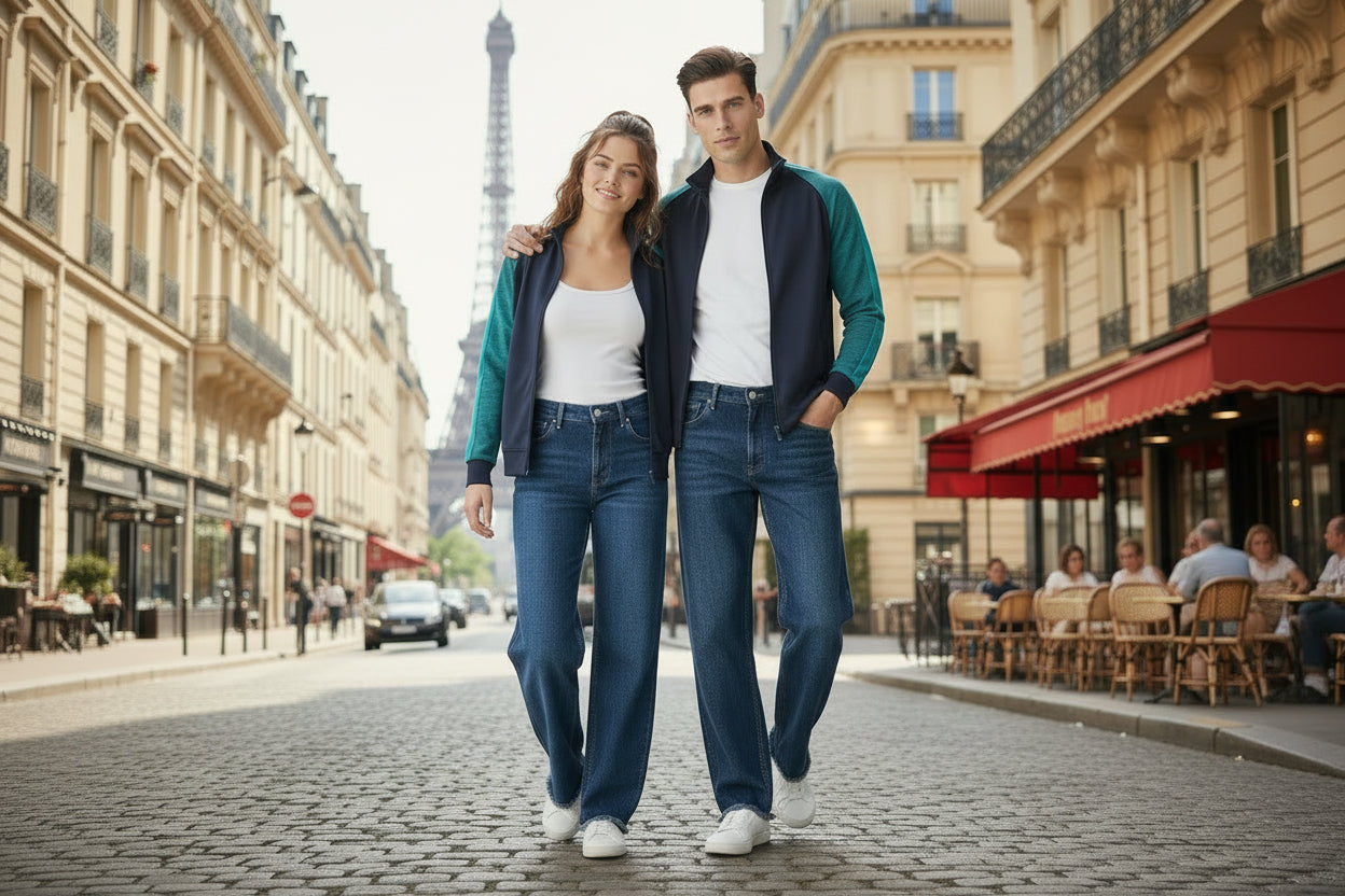 Veste unisexe bleu et vert