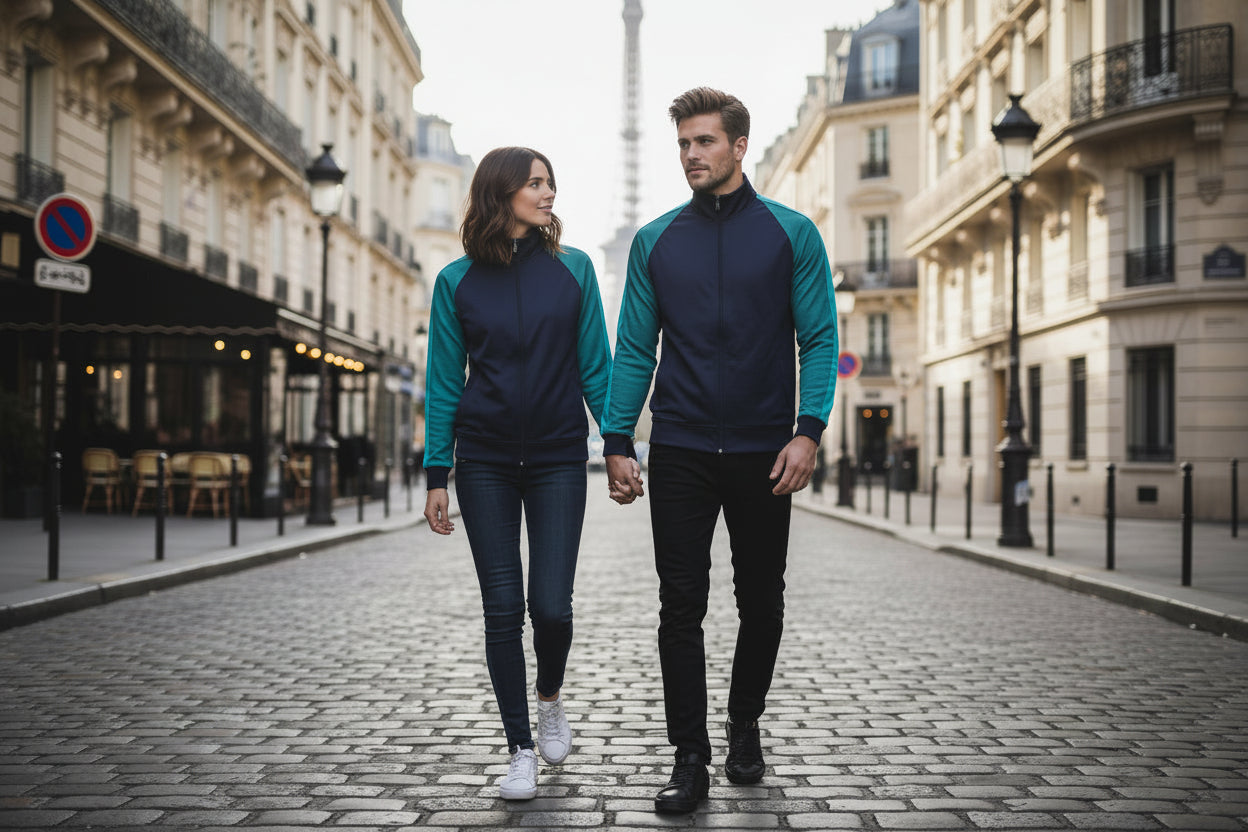 Veste unisexe bleu et vert
